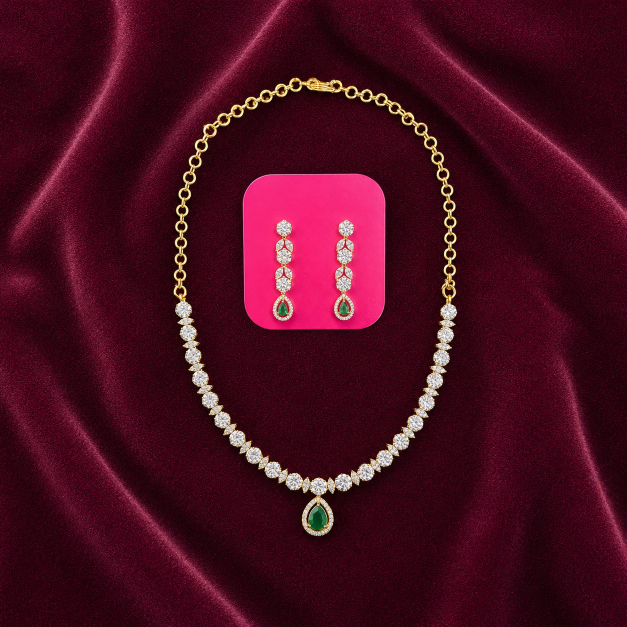 AATHIRAI EMERALD NECKLACE SET