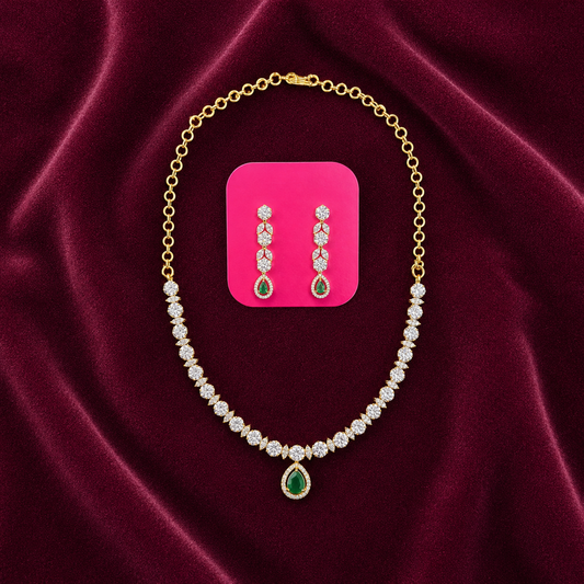 AATHIRAI EMERALD NECKLACE SET